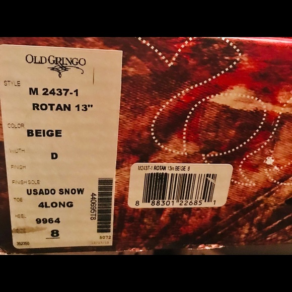 New Men's Old Gringo Black With Beige Accent Rotan Boots Style#M2347-1 Size 8D - Picture 5 of 8